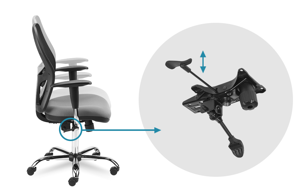 Seat height adjustment with the right lever