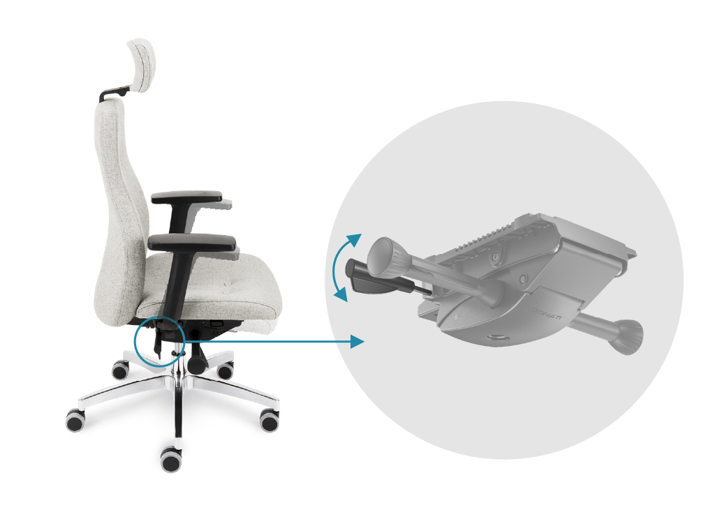 Seat angle adjustment with the right lever