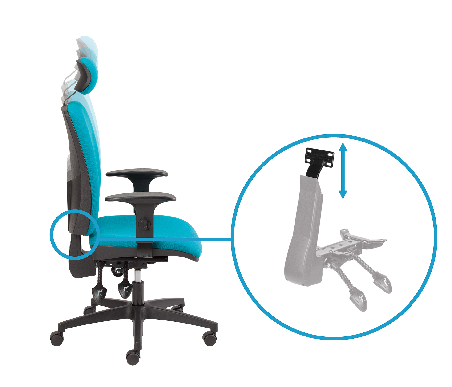 Backrest height adjustment (depending on the chair model)