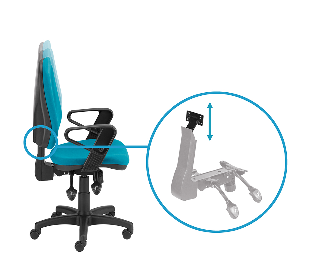 Backrest height adjustment (epending on the chair model)